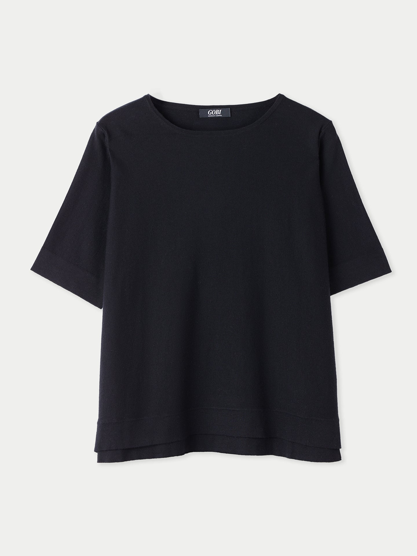 Women's Box-Cut Cotton Silk Cashmere Blend T-Shirt Black - Gobi Cashmere