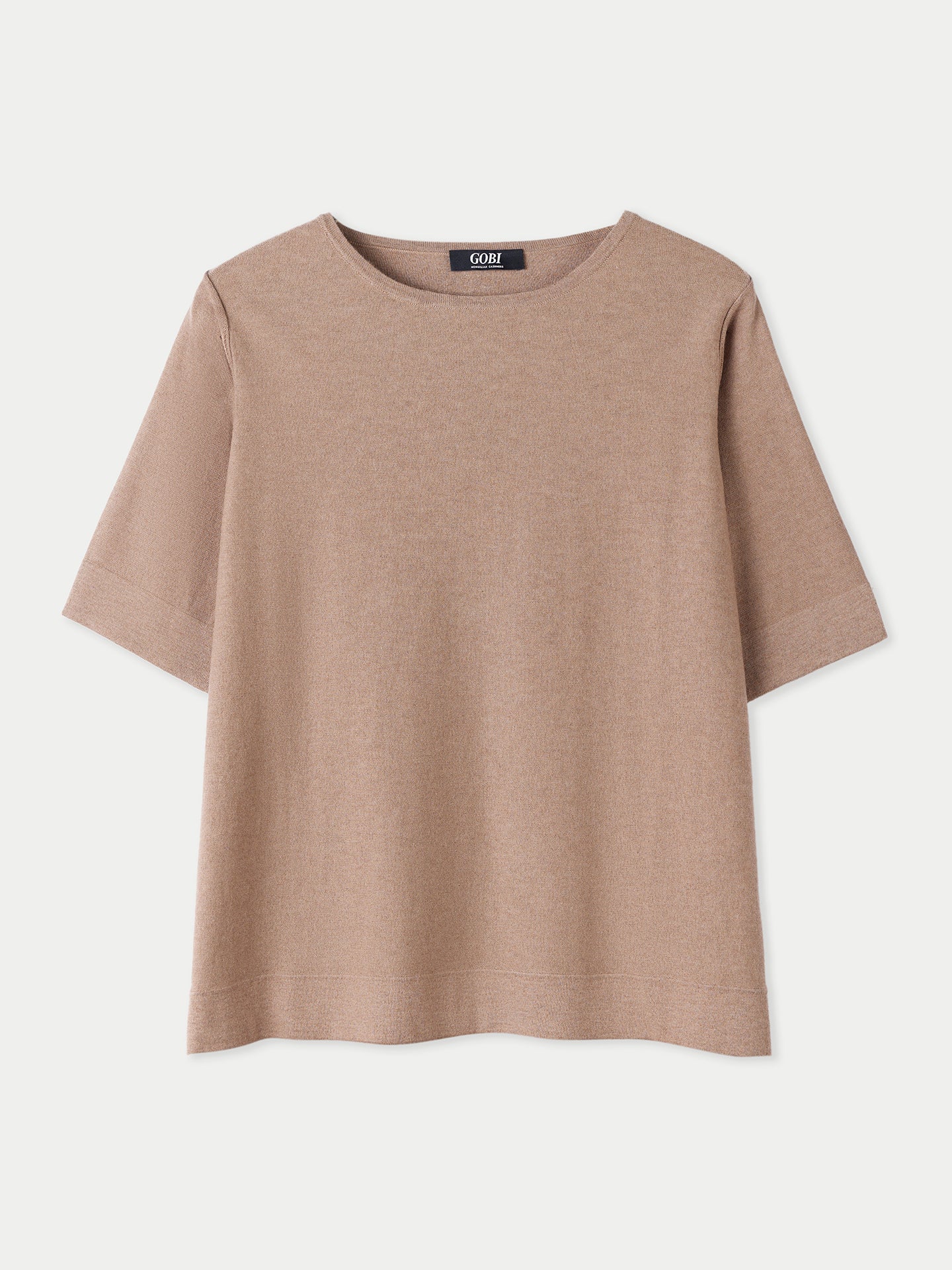 Women's Box-Cut Cotton Silk Cashmere Blend T-Shirt Timber Wolf - Gobi Cashmere