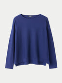 Women's Boatneck Cotton Silk Cashmere Blend Sweater Navy - Gobi Cashmere #color_navy