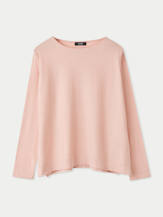 Boatneck Cotton Silk Cashmere Blend Sweater