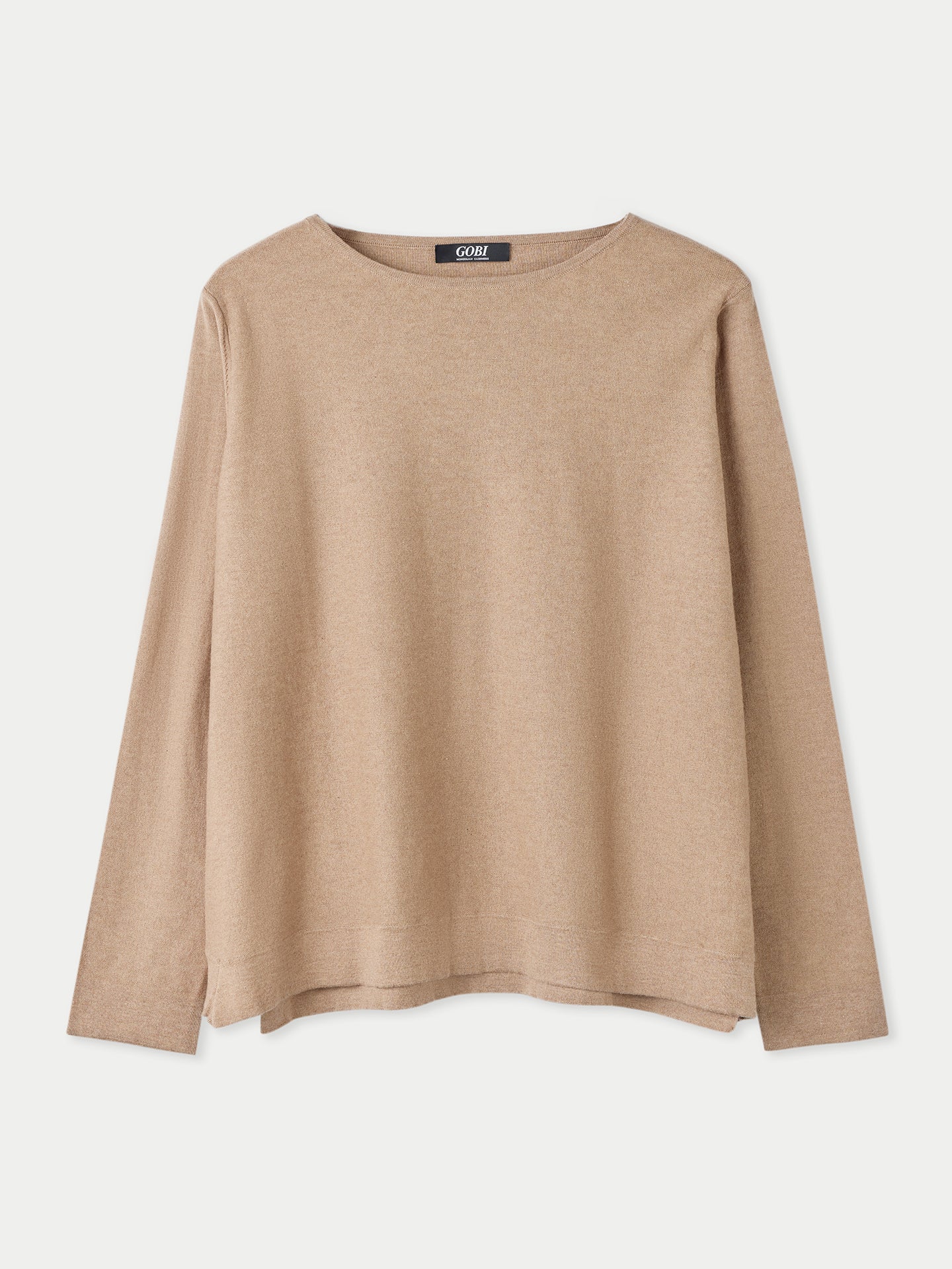 Women's Boatneck Cotton Silk Cashmere Blend Sweater Timber Wolf - Gobi Cashmere