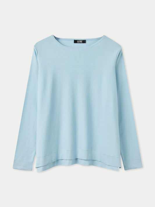 Women's Boatneck Cotton Silk Cashmere Blend Sweater Aquamarine - Gobi Cashmere