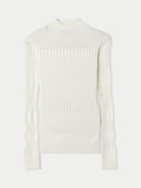 Women's High-neck Ribbed Cotton Silk Cashmere Blend Sweater Whisper White - Gobi Cashmere #color_whisper-white