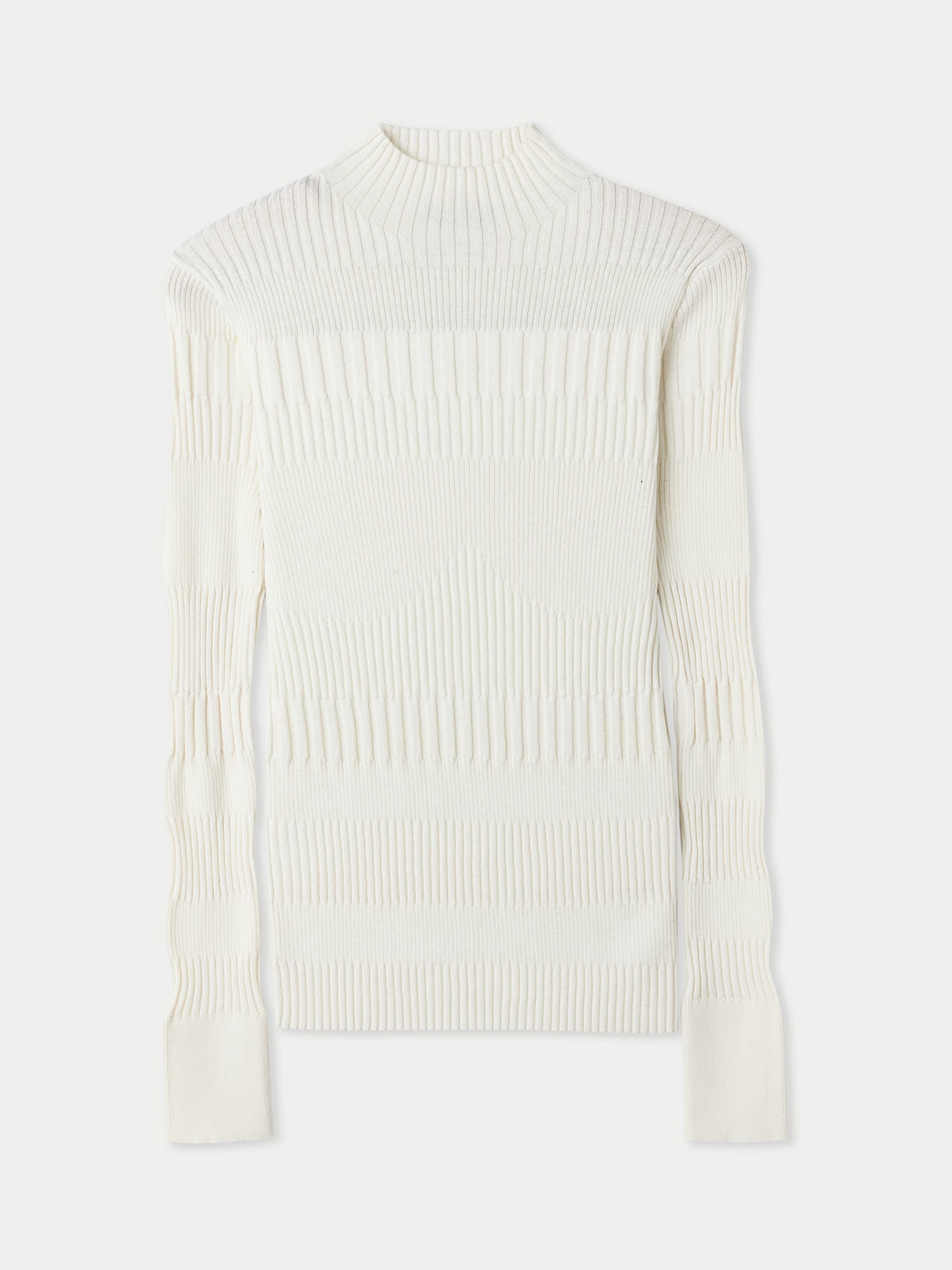 Women's High-neck Ribbed Cotton Silk Cashmere Blend Sweater Whisper White - Gobi Cashmere