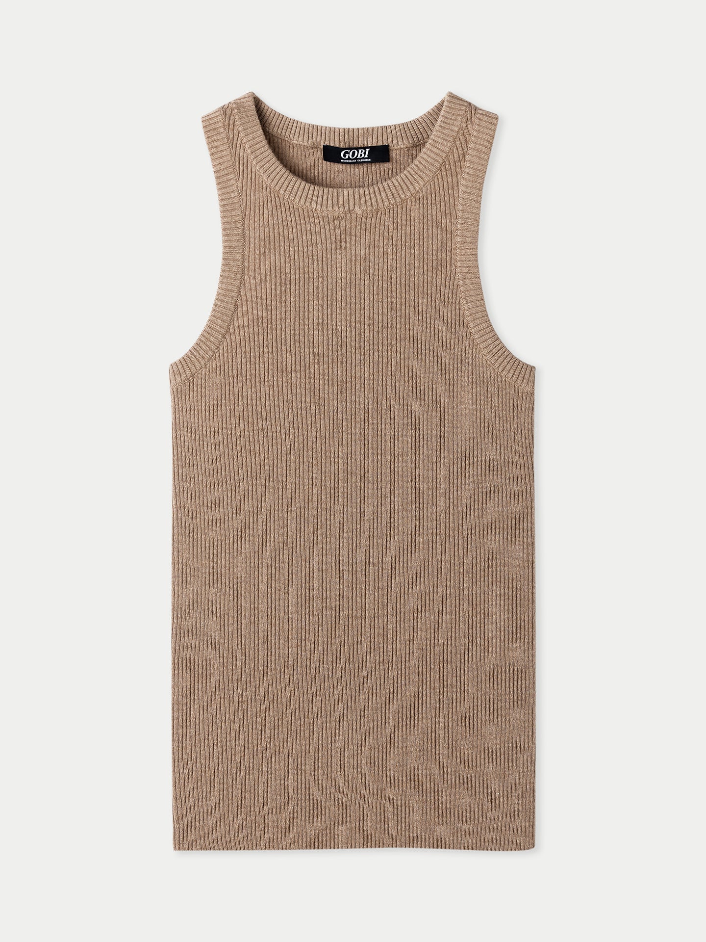 Women‚Äôs Ribbed Cotton Silk Cashmere Tank Top in Taupe | GOBI US