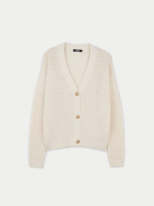 Women's Cotton Cashmere Cardigan Whisper White - Gobi Cashmere