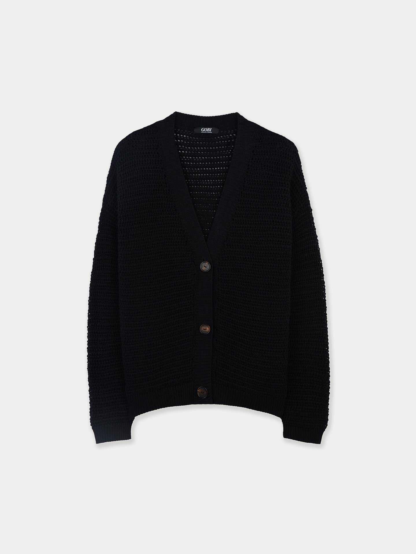 Women's Cotton Cashmere Cardigan Black - Gobi Cashmere