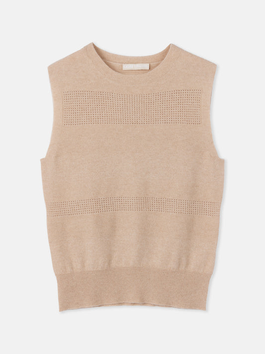 Women's Organic Colour Seamless Cashmere Vest Taupe - Gobi Cashmere