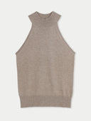 Beige sleeveless sweater vest on a white background #color_taupe