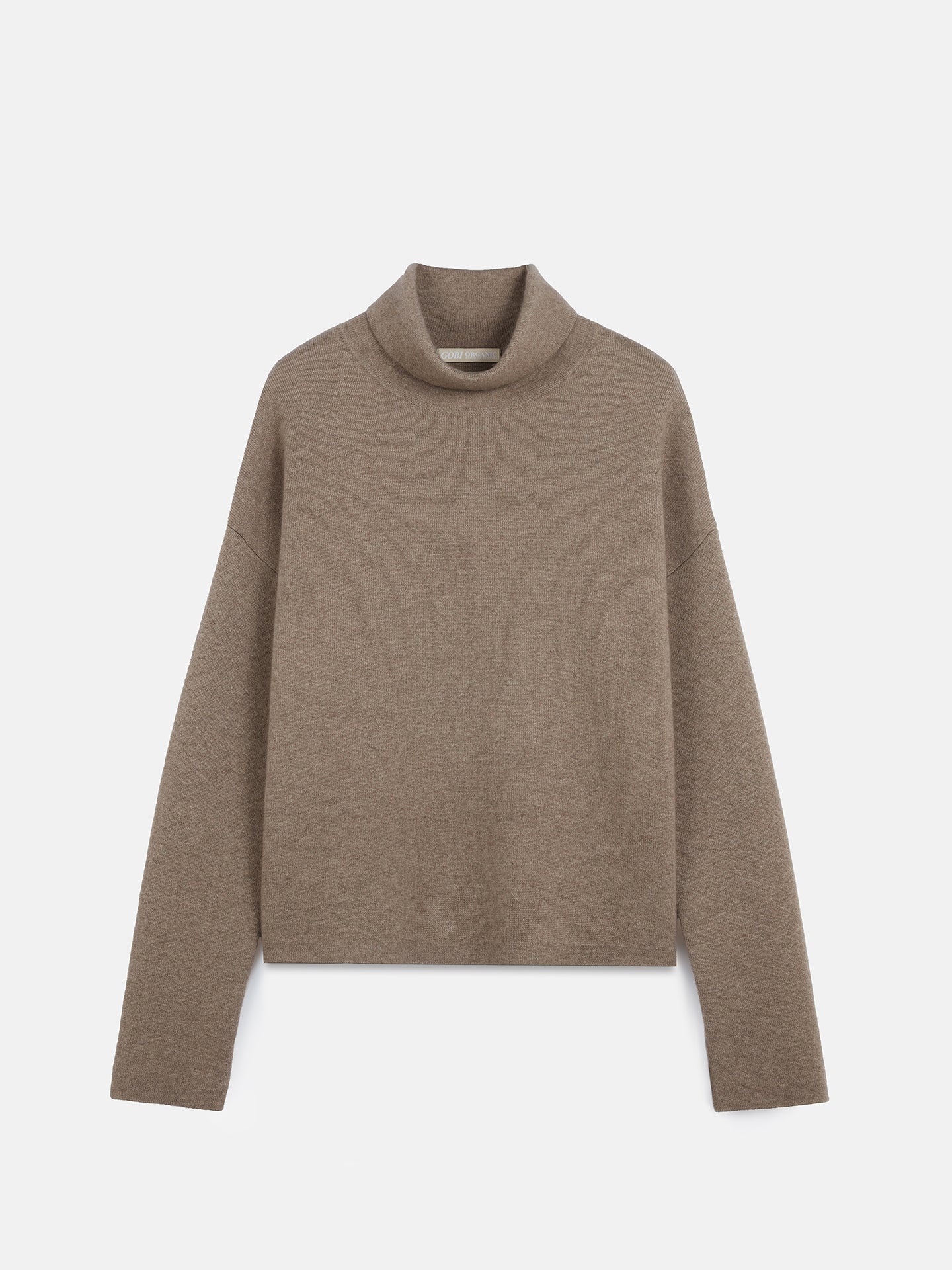 Women's Cashmere Roll-Neck Sweater Taupe - Gobi Cashmere