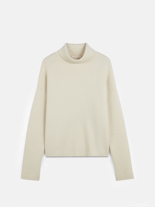 Women's Cashmere Roll-Neck Sweater Off White - Gobi Cashmere