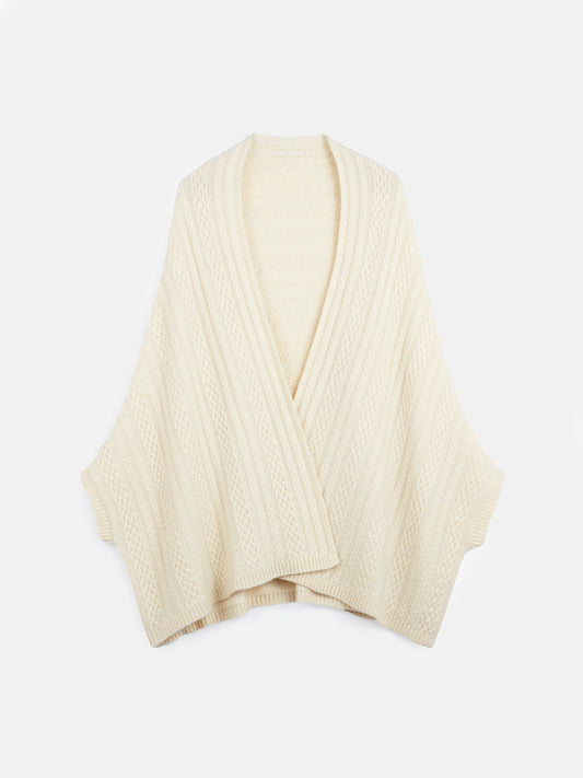 Women's Cable-Knit Cashmere Poncho Marshmallow - Gobi Cashmere