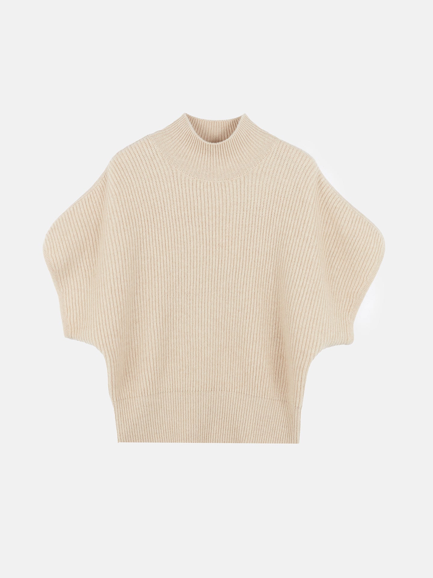 Women's Cashmere Short-Sleeve Turtleneck Beige - Gobi Cashmere