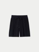 Black shorts with a tie waist on a white background #color_black