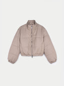 Beige puffer jacket on a light gray background #color_taupe
