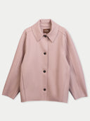 A dusty pink long-sleeve jacket with a pointed collar and dark buttons, displayed flat against a light gray background. The brand name 'GOBI' is visible on the inner neck label.
