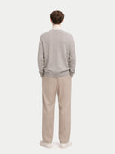 back view of a light gray sweater and beige pants on a white background #color_dawn-blue