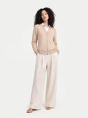 Organic Color Essential Cashmere Full-Zip Cardigan Beige - Gobi Cashmere #color_beige
