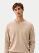 Man wearing a beige sweater against a light gray background #color_warm-grey