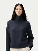 Cashmere Zip Cardigan Charcoal - Gobi Cashmere #color_charcoal