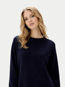 C-Neck Knit Dress Navy Blazer - Gobi Cashmere #color_navy-blazer