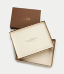 Brown Gobi box with a beige interior on a white background