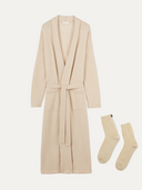 Beige robe and socks on a light gray background #color_beige