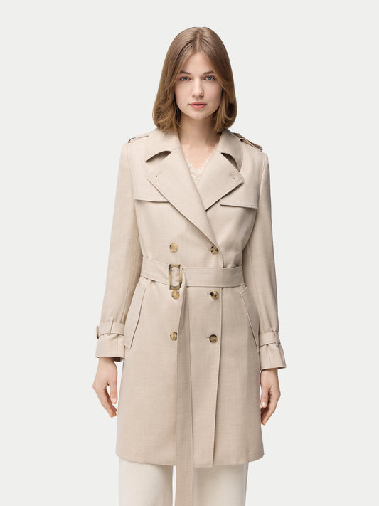 Organic Color Double Breasted Cashmere Trench Coat