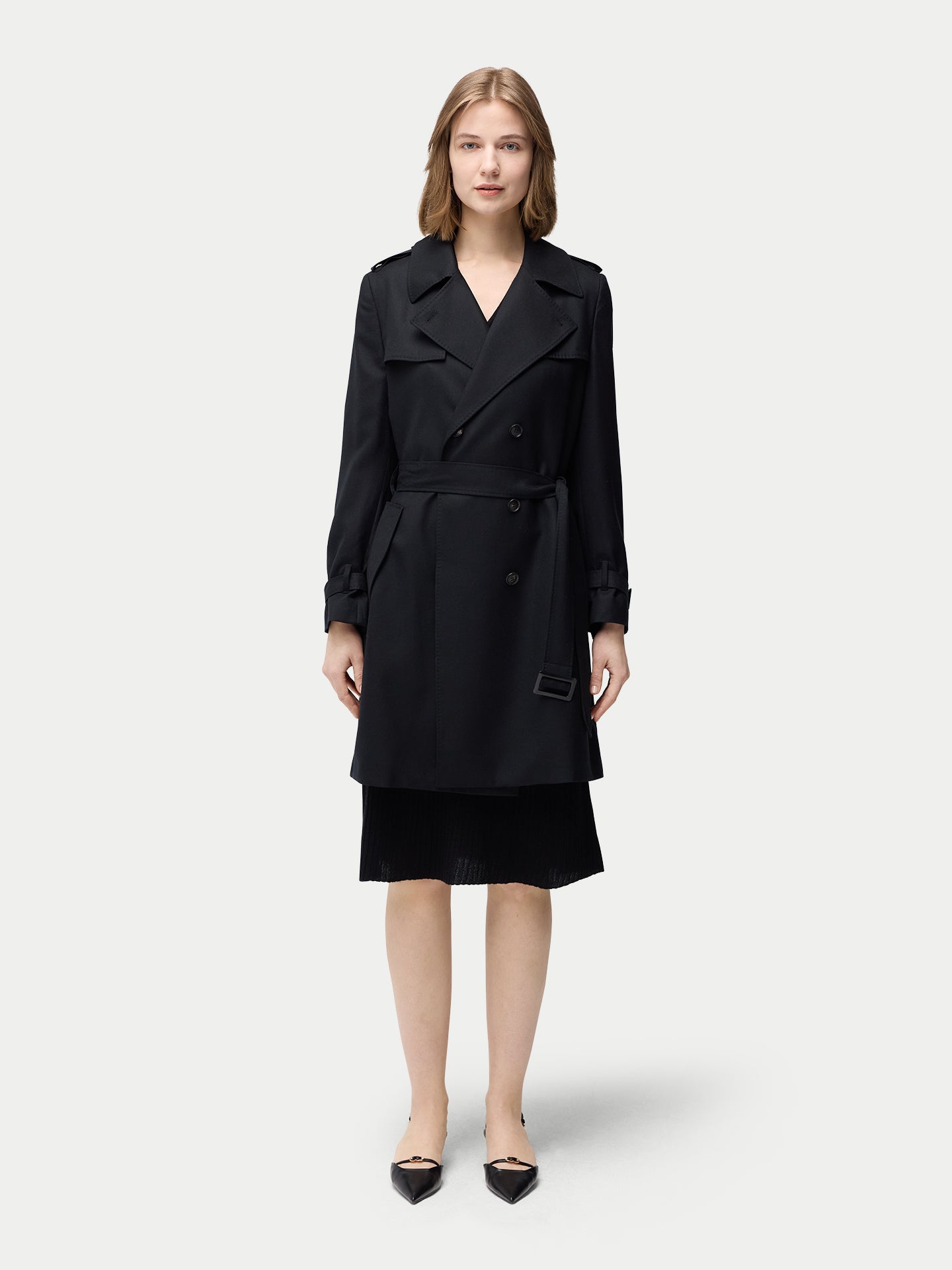 Double Breasted Cashmere Trench Coat