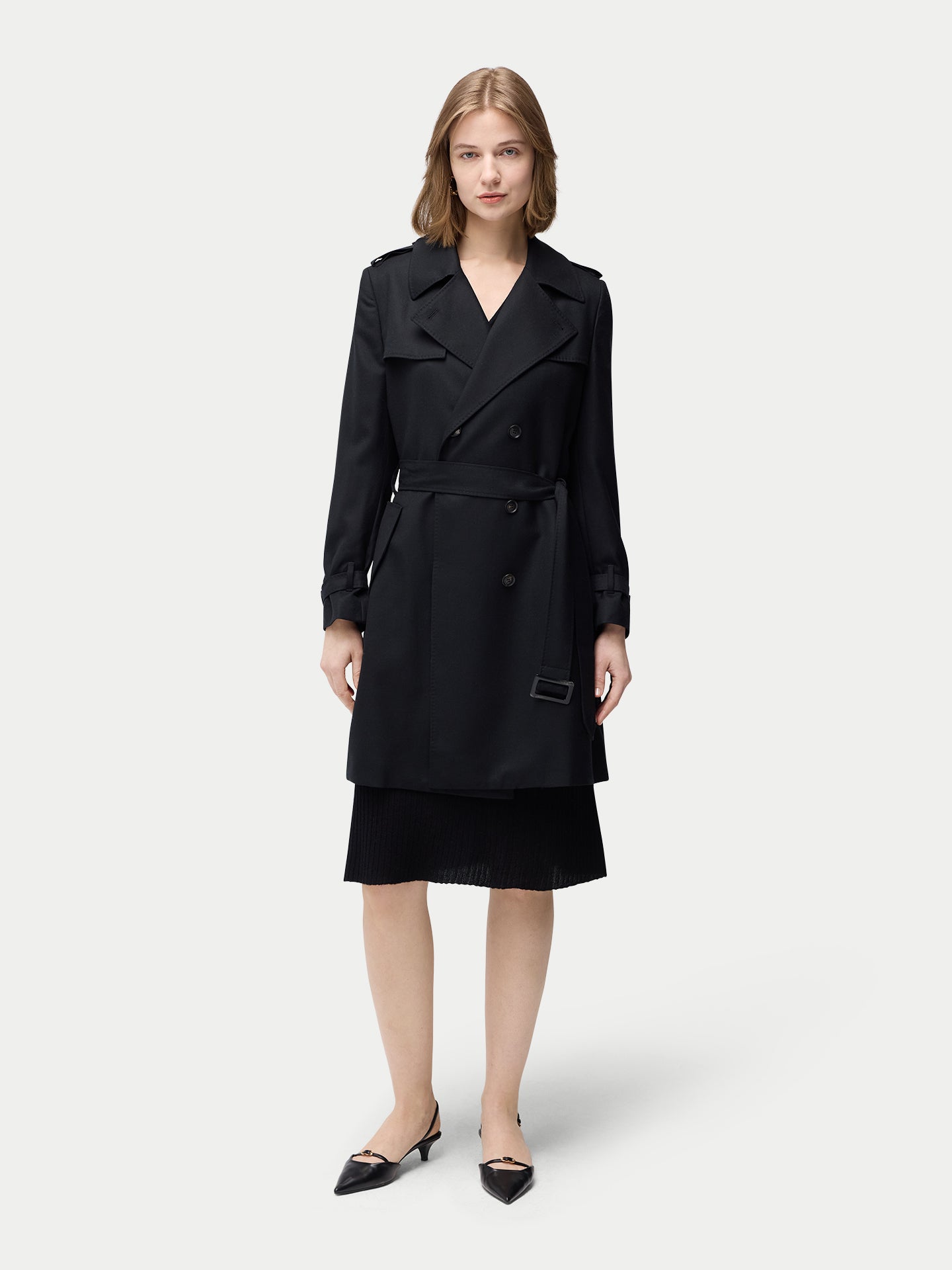 Double Breasted Cashmere Trench Coat