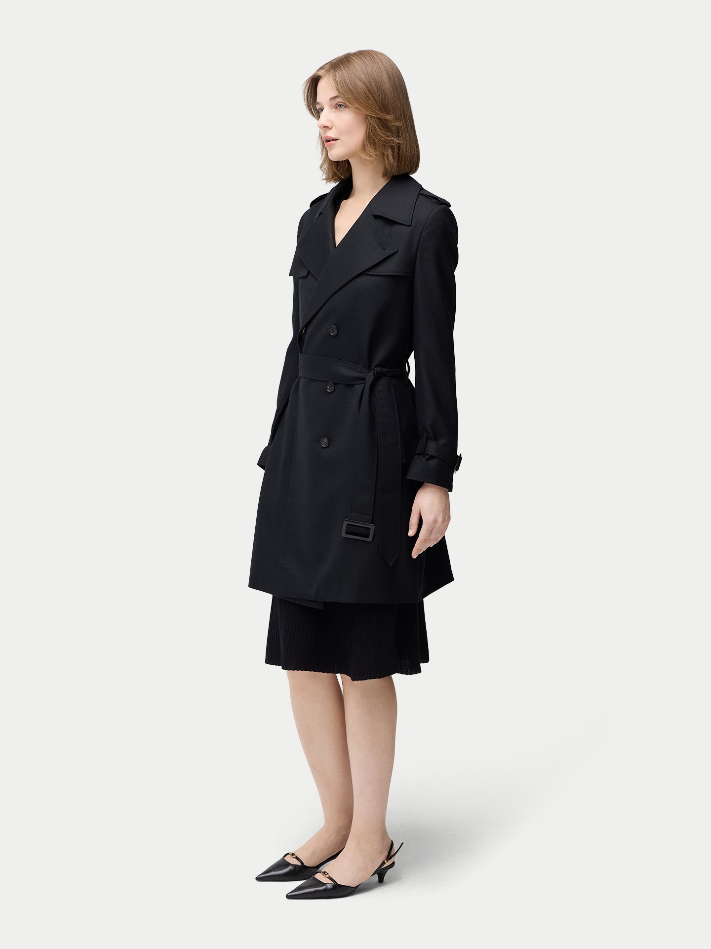 Double Breasted Cashmere Trench Coat