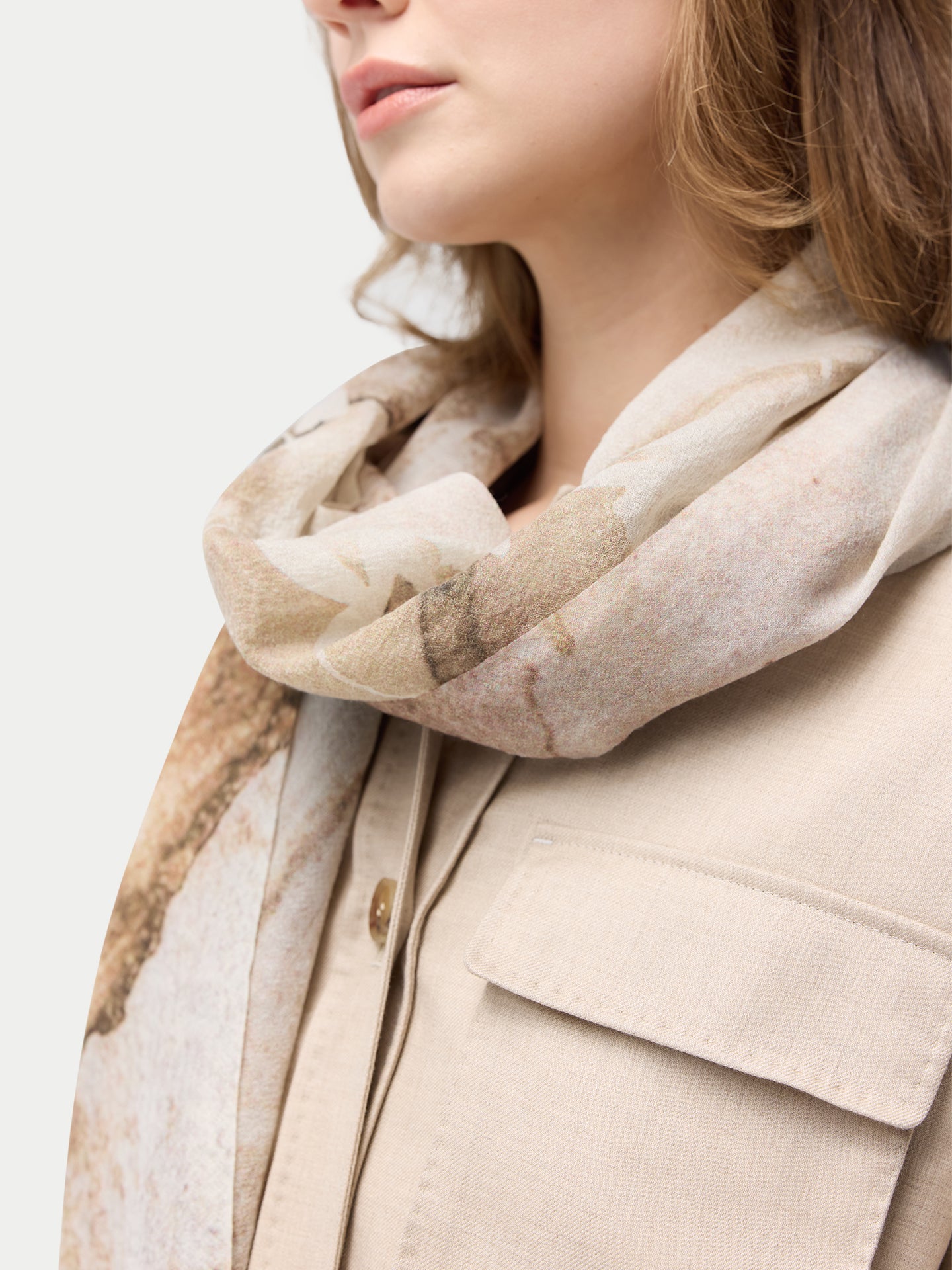Abstract Floral Printed Cashmere Shawl