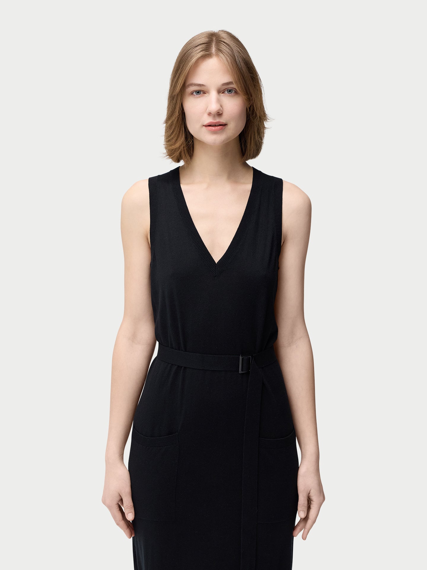 V-neck Silk Cashmere  Dress