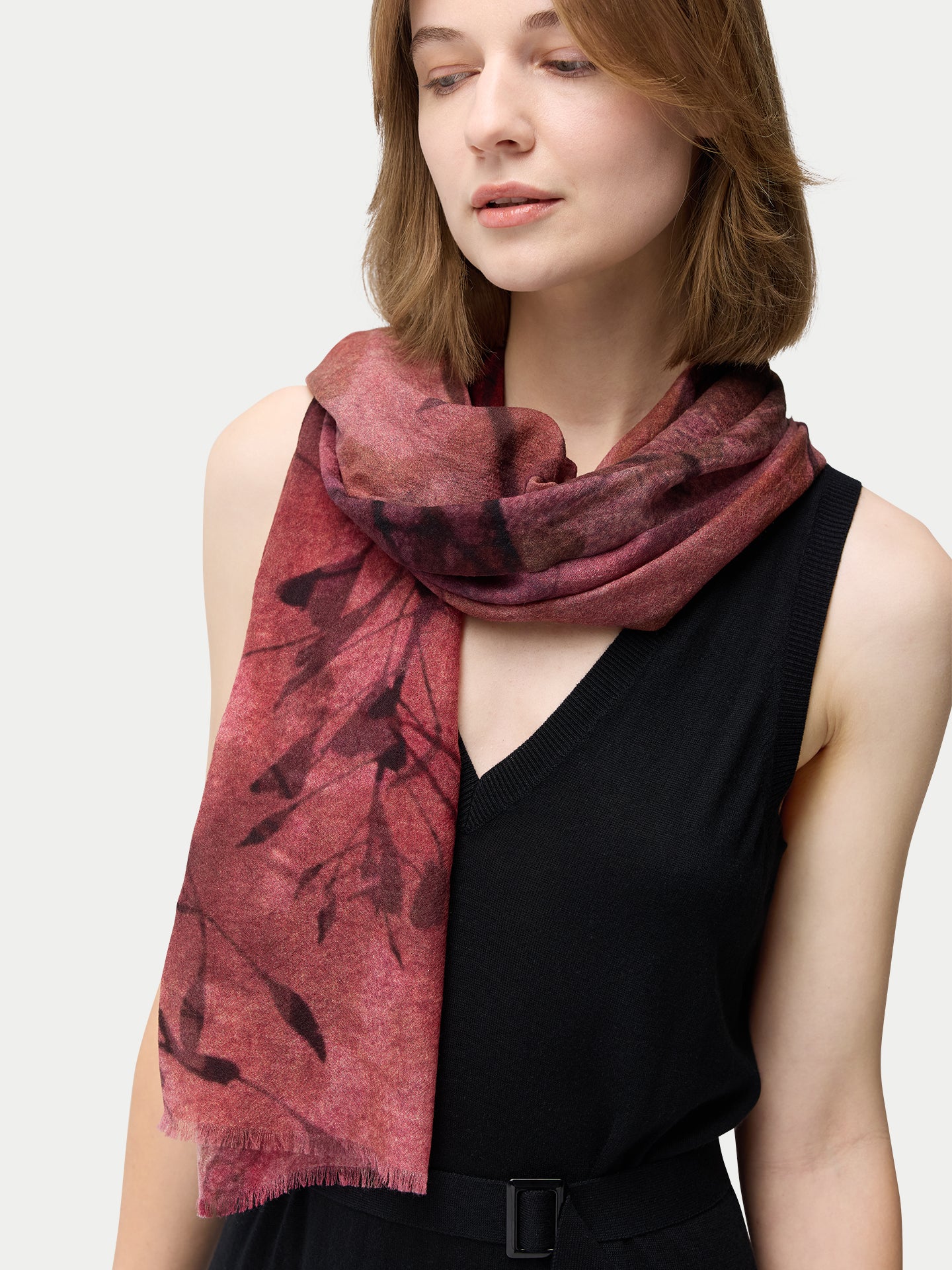 Abstract Floral Printed Cashmere Shawl