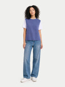 front view of a blue and white t shirt with jeans on a white background #color_crown-blue