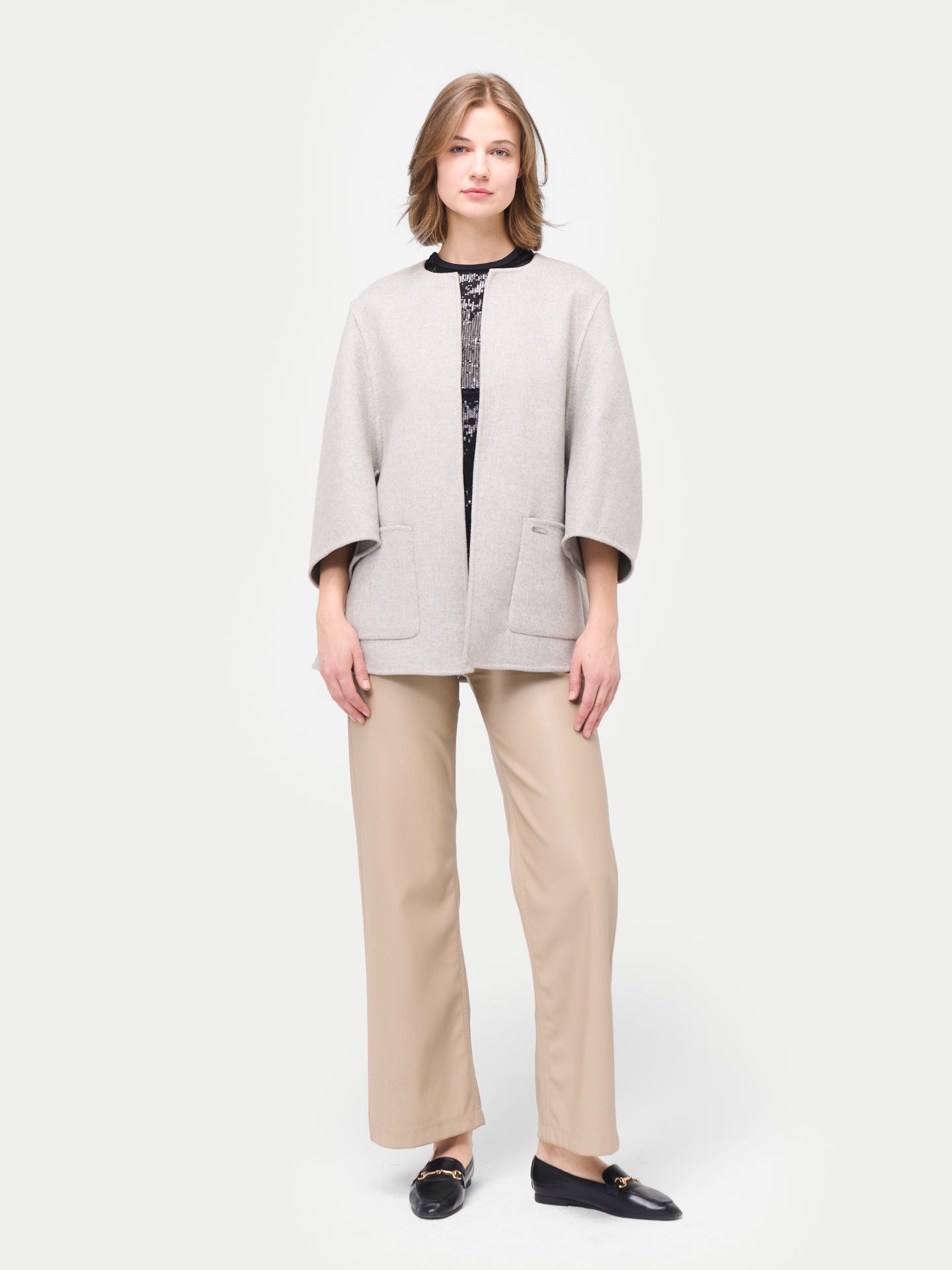 Women's Cashmere Poncho Jacket with Pockets Dawn Blue | GOBI Cashmere