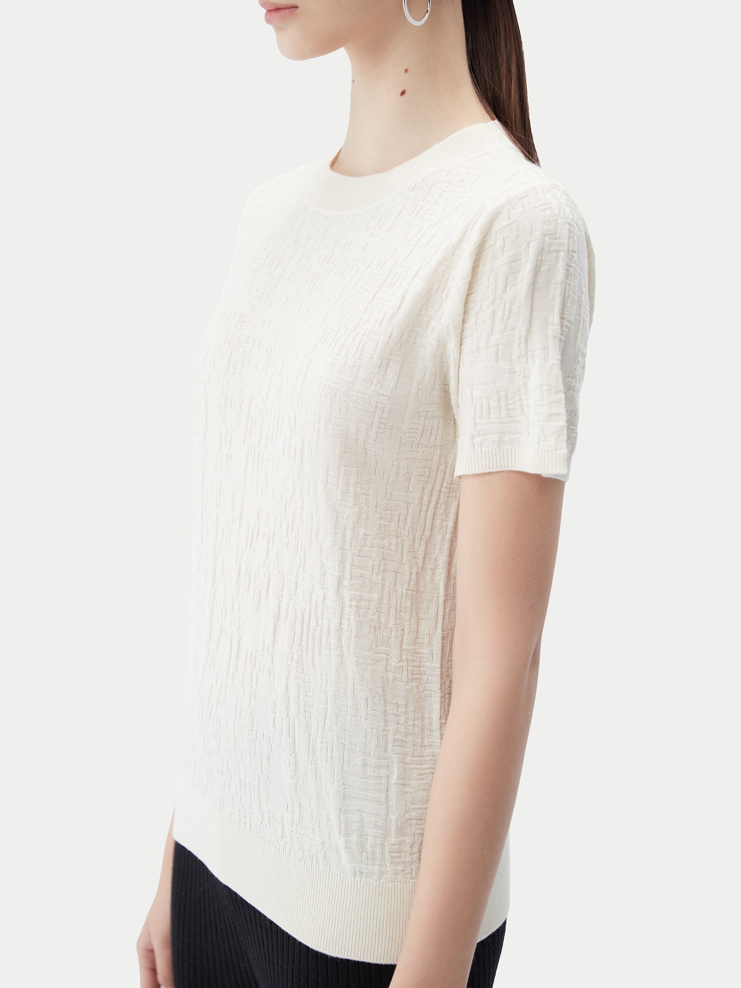 Women's Silk Cashmere T-Shirt Whisper White - Gobi Cashmere