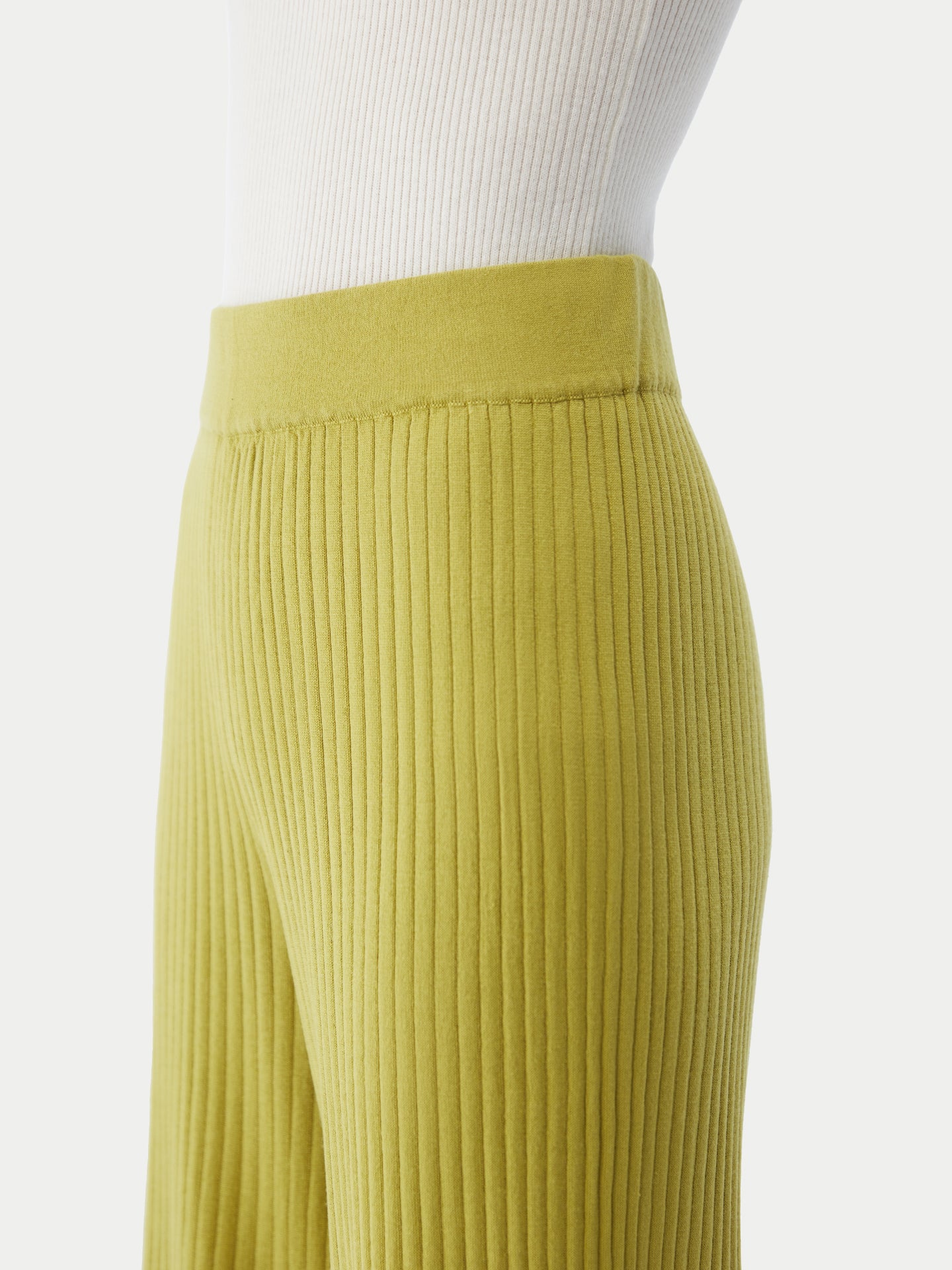 Women's Rib-Knit Silk Cashmere Blend Pants Dark Citron - Gobi Cashmere