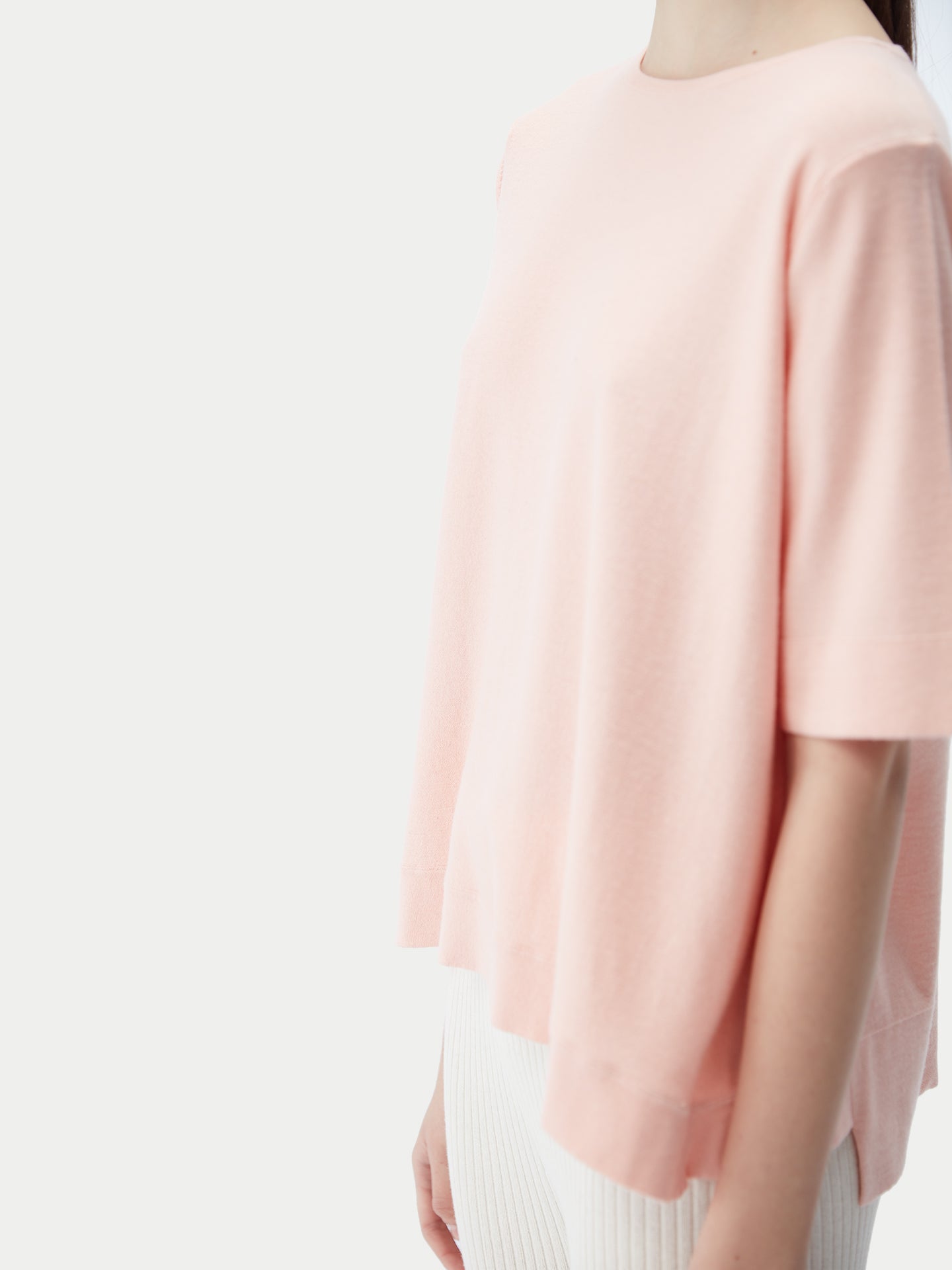 Women's Box-Cut Cotton Silk Cashmere Blend T-Shirt Primrose Pink - Gobi Cashmere