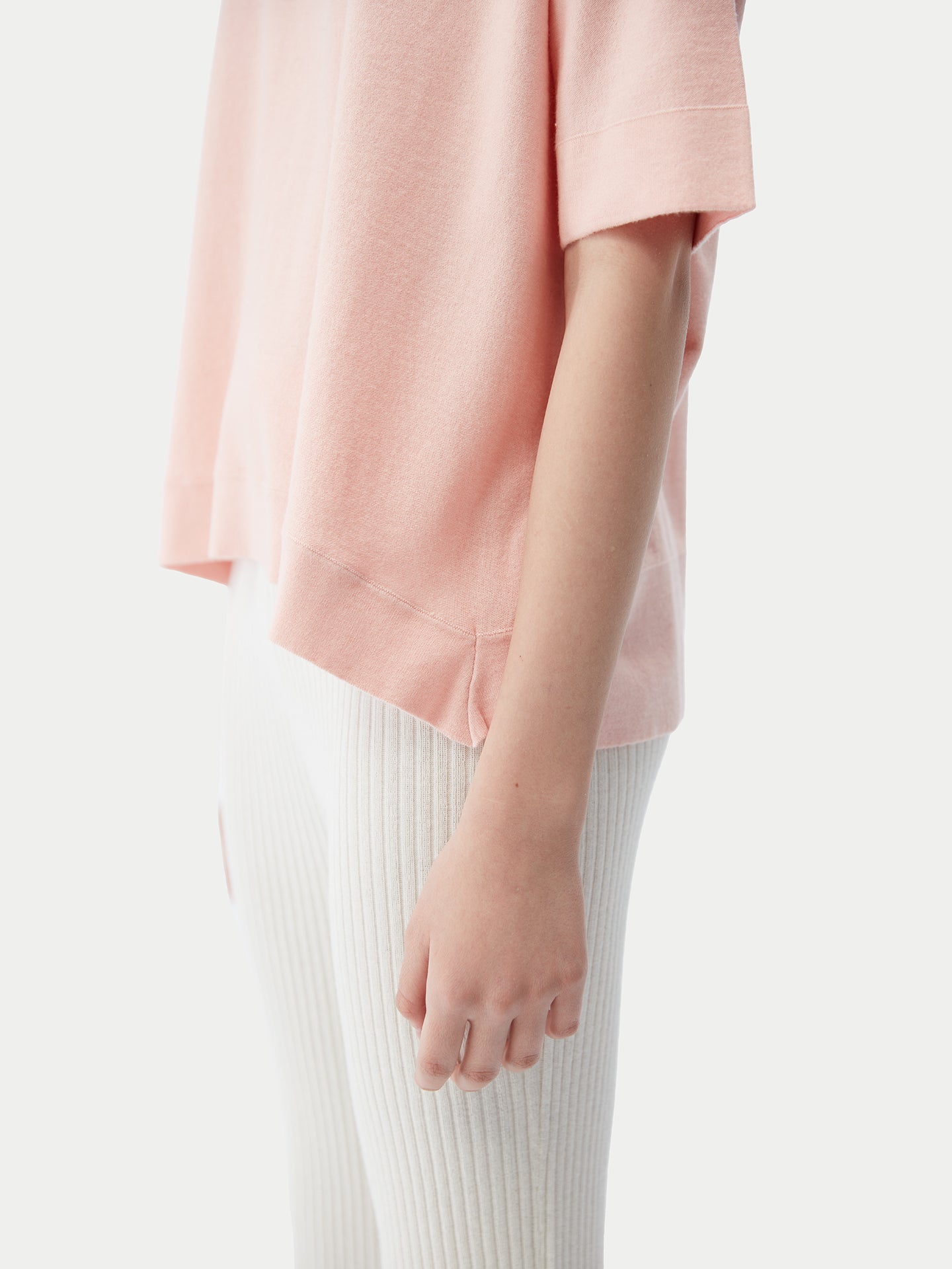 Women's Box-Cut Cotton Silk Cashmere Blend T-Shirt Primrose Pink - Gobi Cashmere
