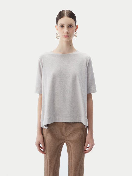 Women's Box-Cut Cotton Silk Cashmere Blend T-Shirt Wind Chime - Gobi Cashmere