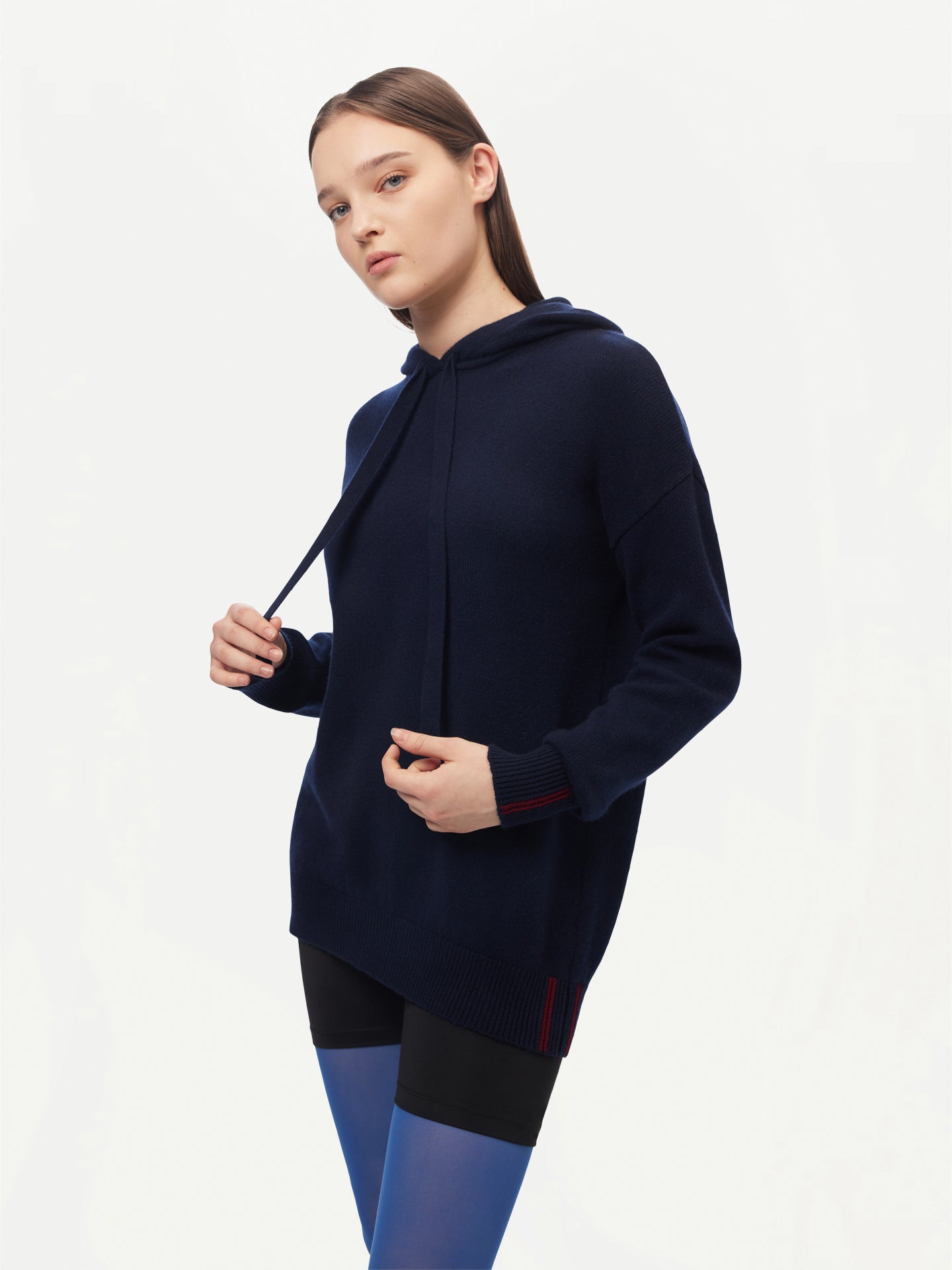 Women's Cashmere Pullover Hoodie Navy - Gobi Cashmere
