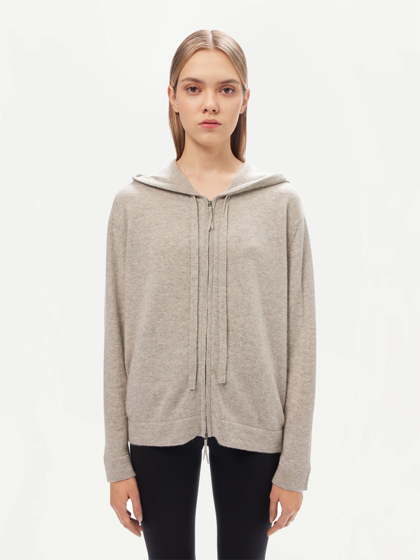 Women's Cashmere Zip-Up Hoodie Dawn Blue - Gobi Cashmere 