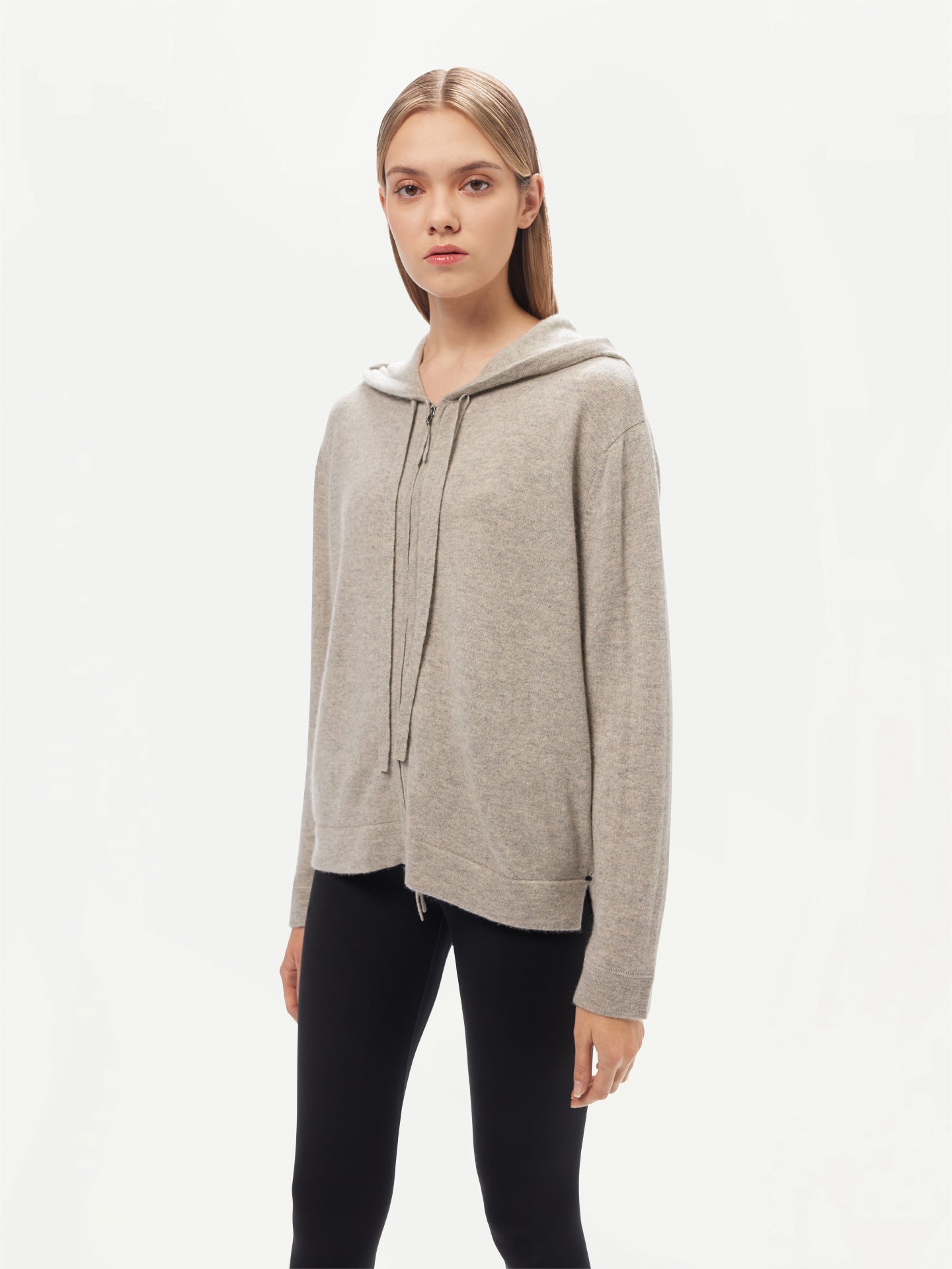 Women's Cashmere Zip-Up Hoodie Dawn Blue - Gobi Cashmere 