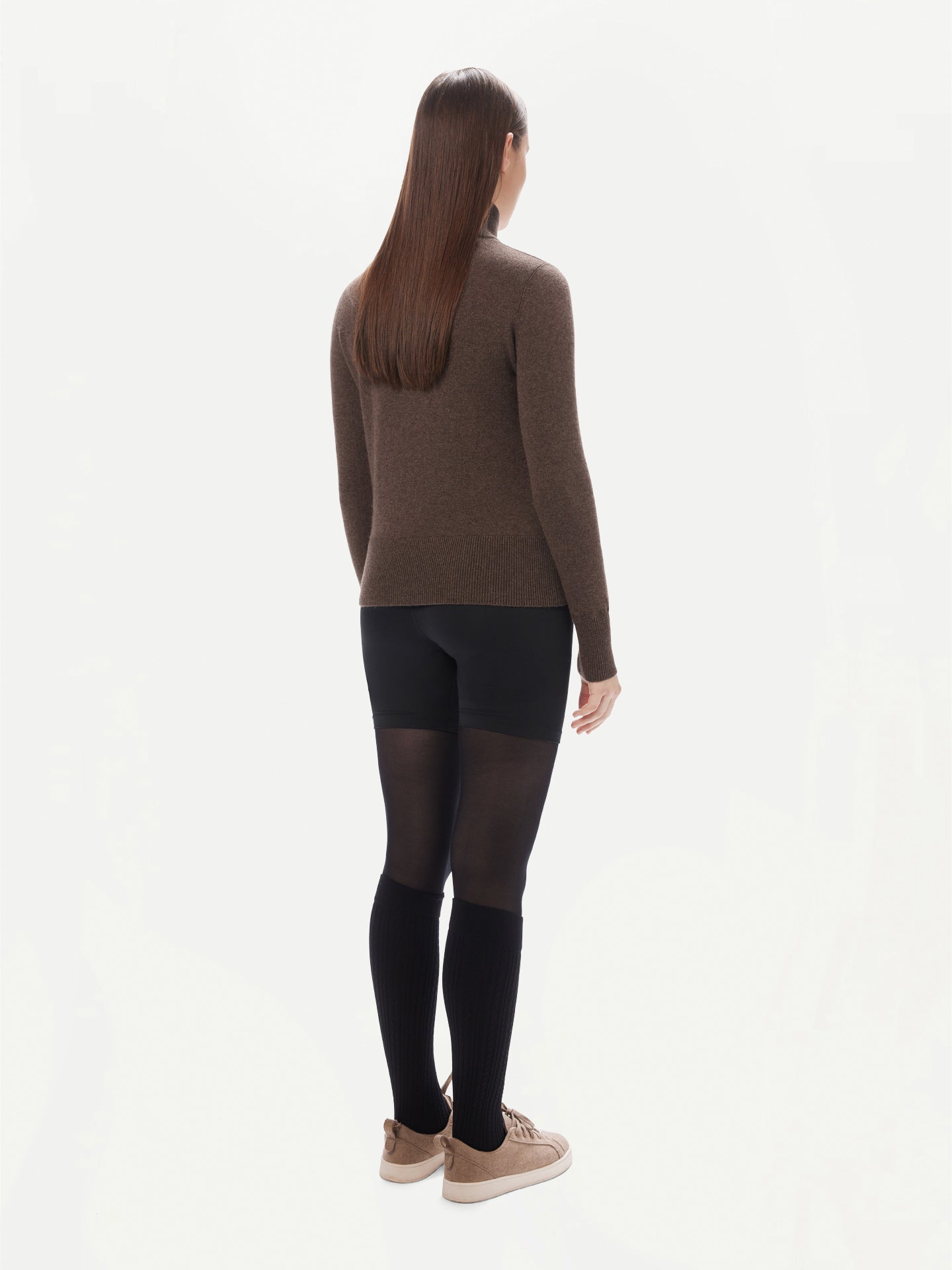Women’s Quarter-Zip Cashmere Sweater Cocoa - Gobi Cashmere