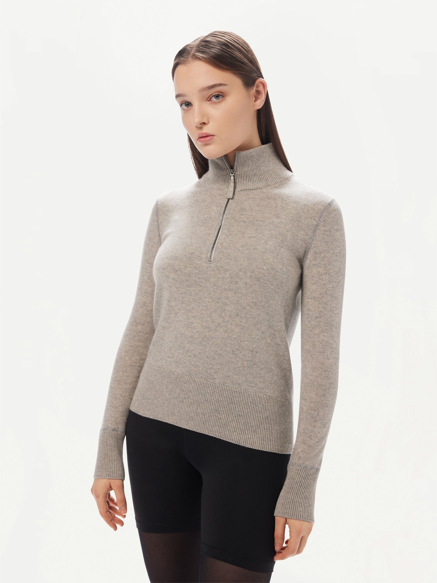 Women's Quarter-Zip Cashmere Sweater Dawn Blue - Gobi Cashmere