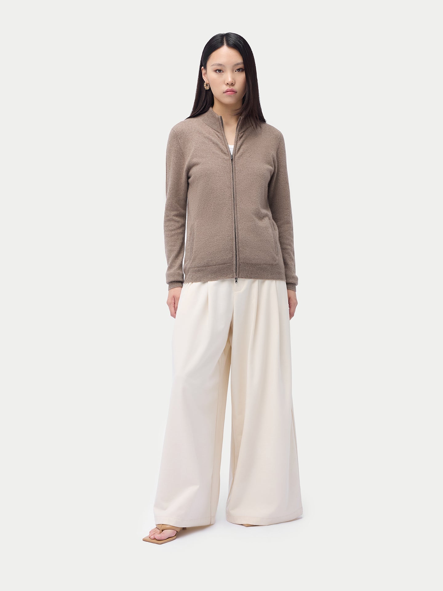 Organic Colour Essential Cashmere Full-Zip Cardigan