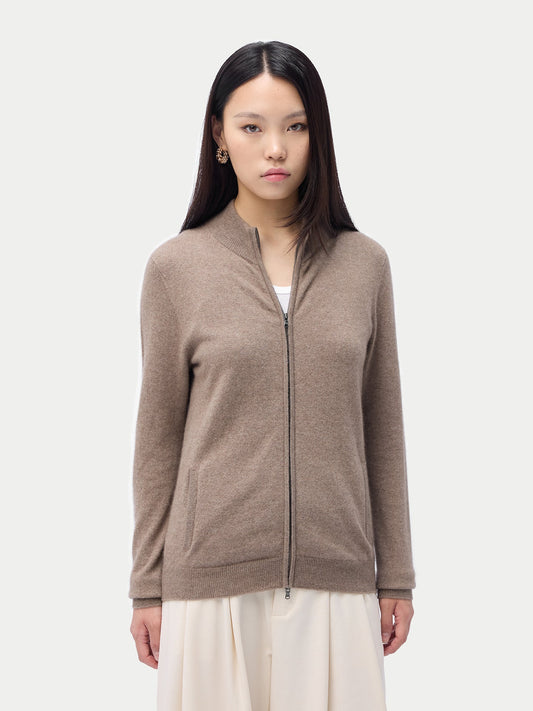 Organic Colour Essential Cashmere Full-Zip Cardigan