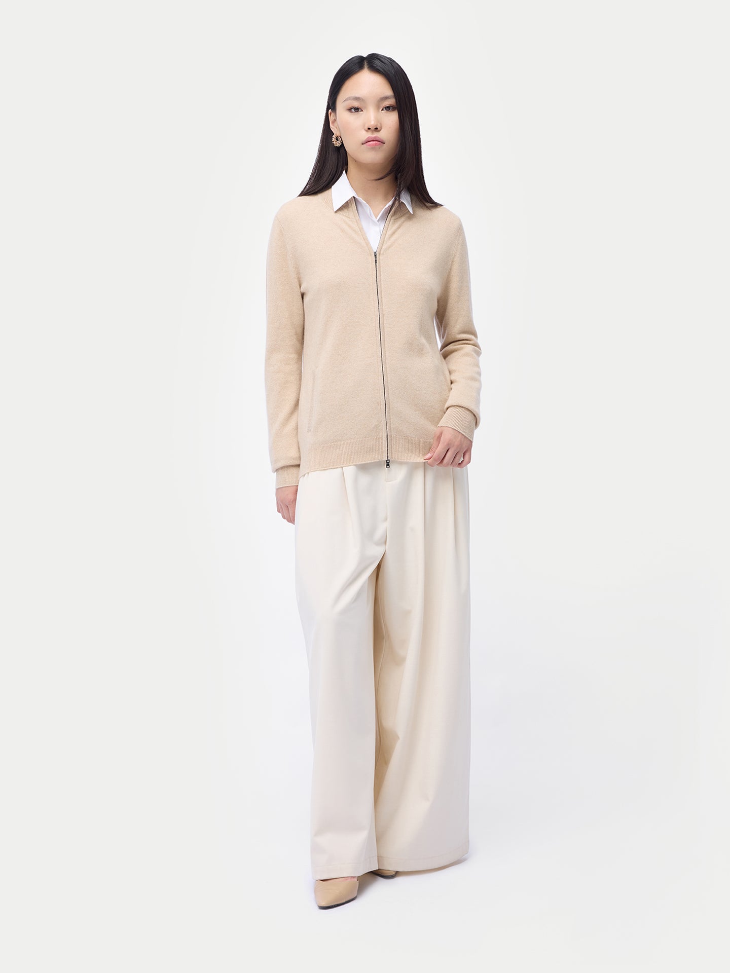 Organic Colour Essential Cashmere Full-Zip Cardigan