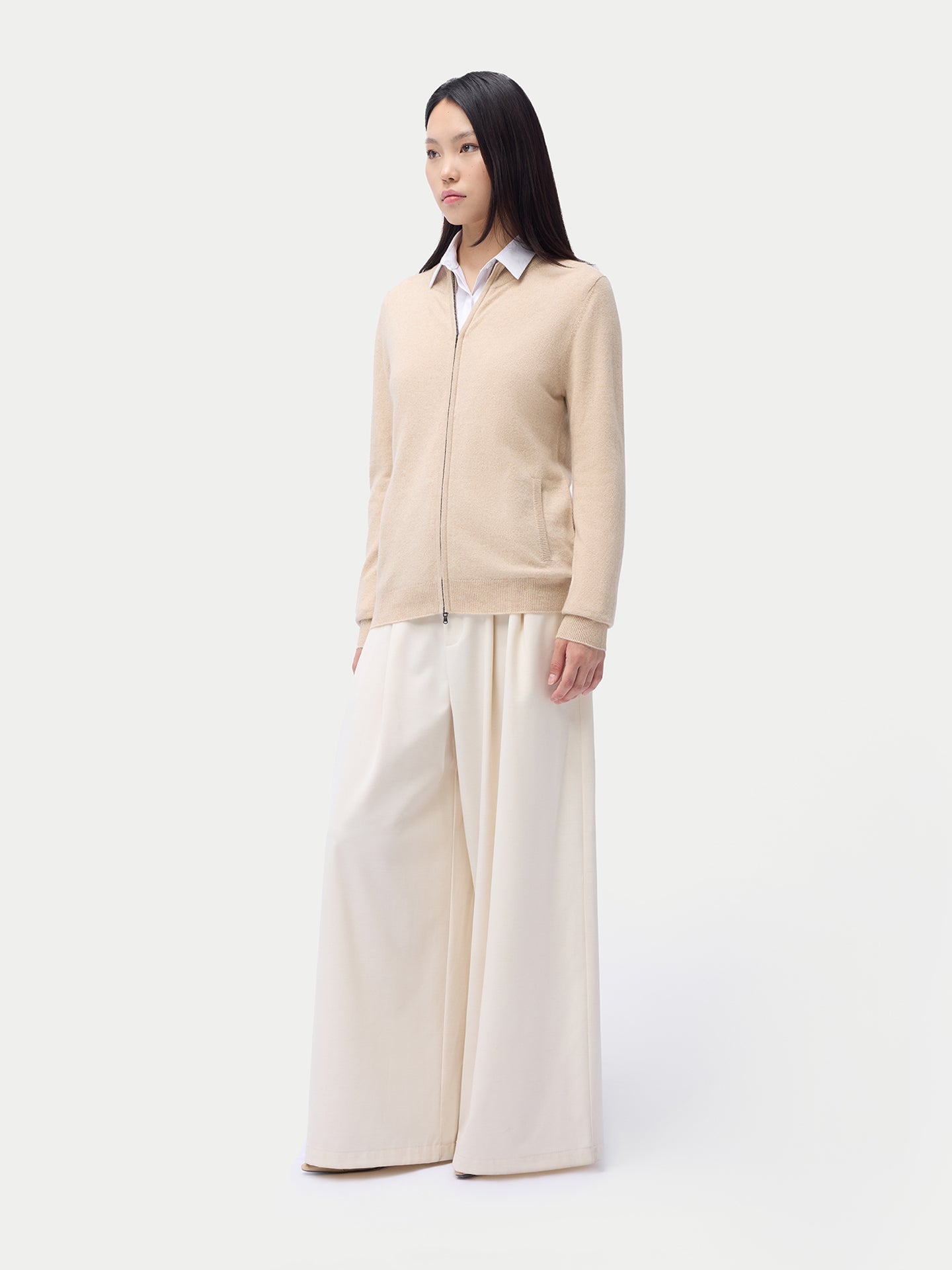 Organic Colour Essential Cashmere Full-Zip Cardigan